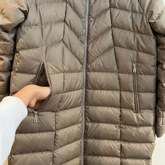 Bogner Chevron Quilted Winter Brown Down Long Designer Outdoor Puffer Coat 8 - Picture 7 of 12